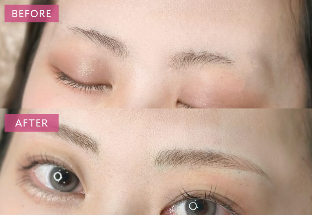 ストレートアーチ眉のアートメイク症例