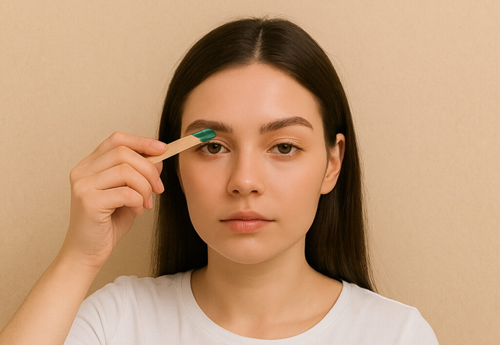 セルフで眉毛ワックスをする女性