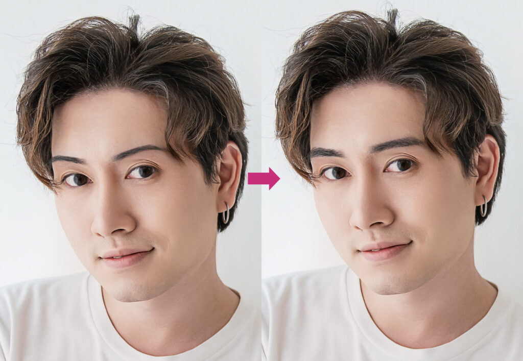 細い眉毛を太くした男性