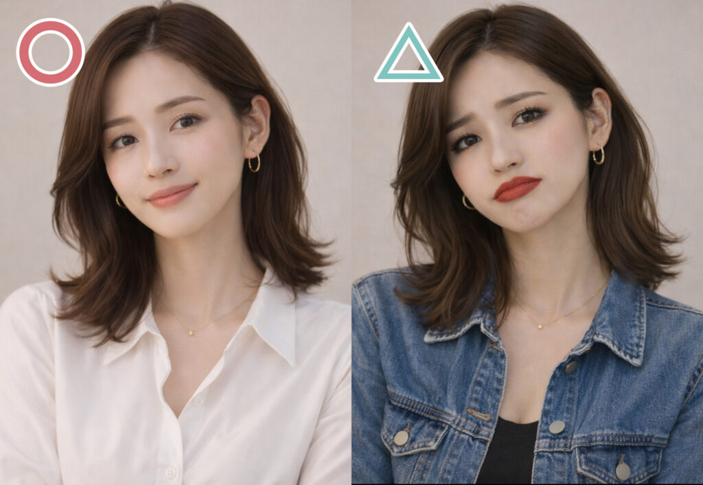 30代の垢抜けメイクと老け見えメイクの比較