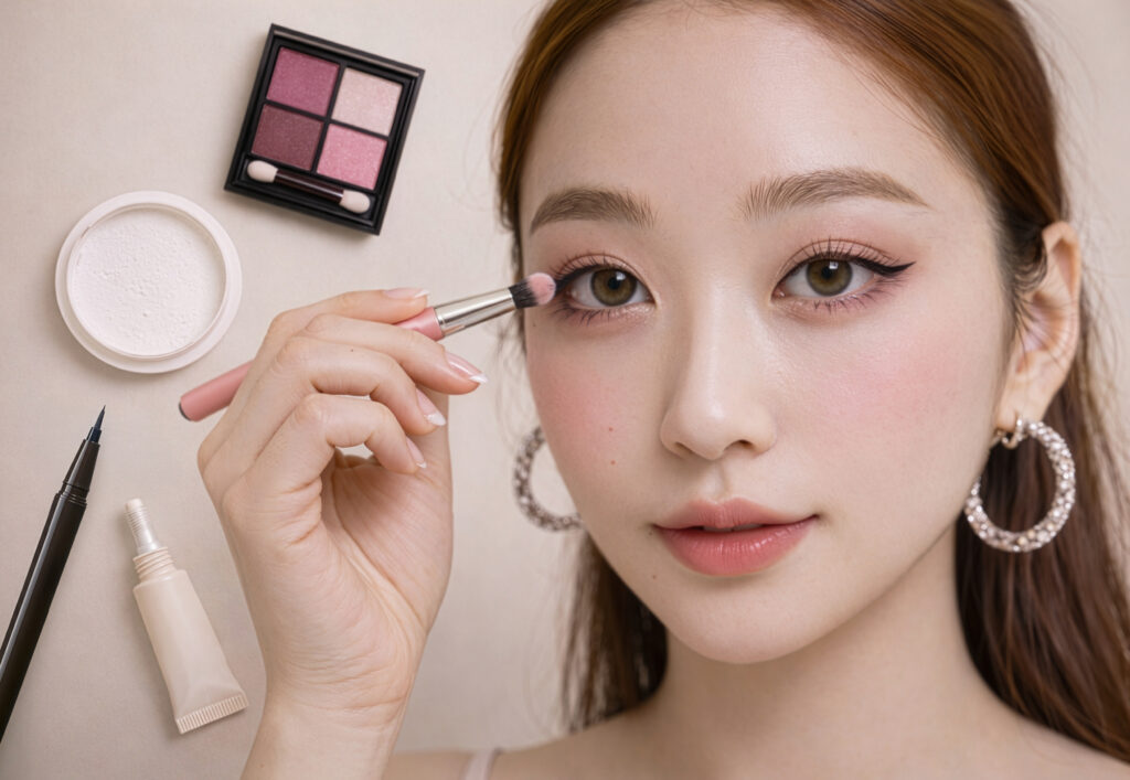 メイクをしている女性