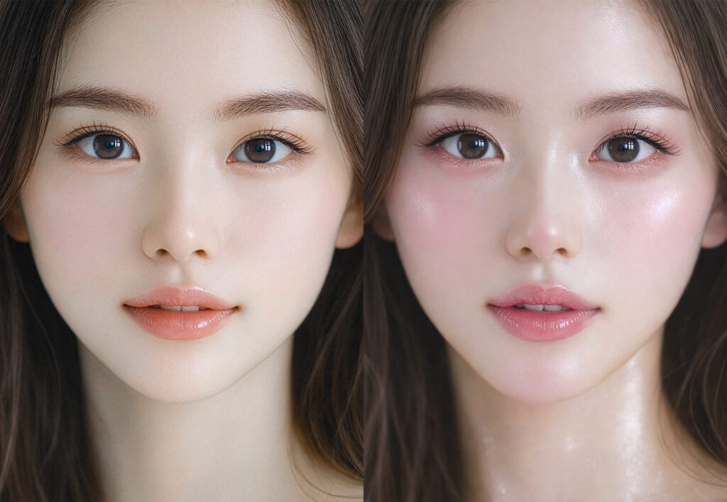 白湯メイクと純欲メイクの比較