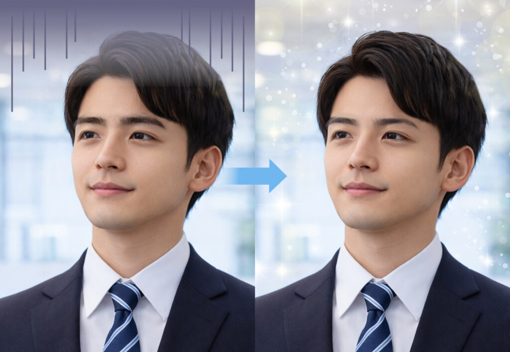 眉毛を変えるだけで顔の印象が変わることを表した画像