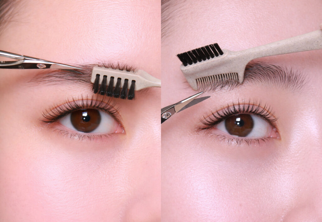 眉毛コームを入れる方向の例